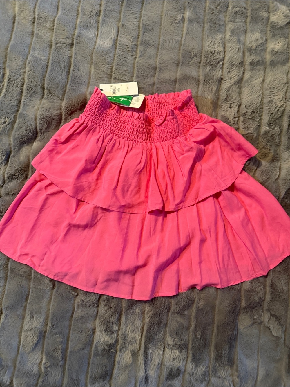 Guess Hot Pink Tiered Smocked-Waist Skater Skirt